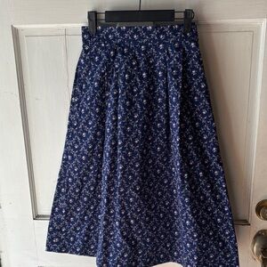 Navy Floral A-Line Handmade Skirt